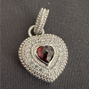 Judith Ripka Garnet and Crystal ♥️ heart -shaped pendant